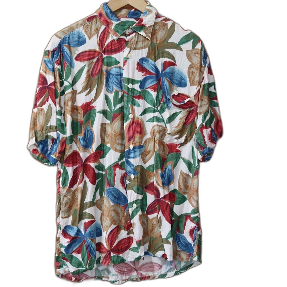 Burma Bidas Floral Tropical Button Down Shirt Medium